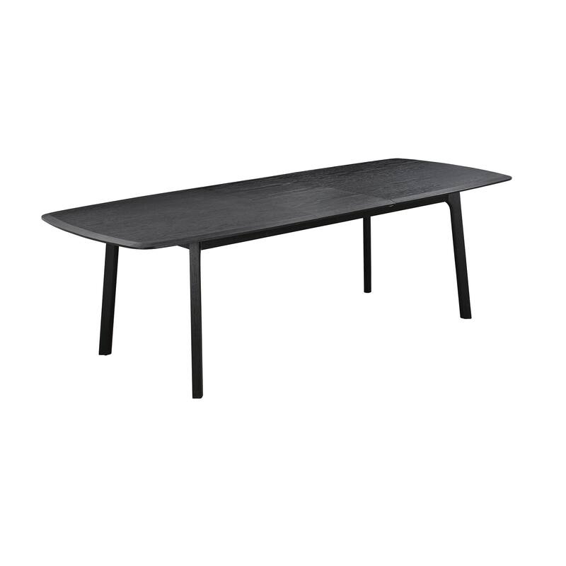 Dene 79-98 Inch Modern Extendable Rectangle Dining Table, Black Brushed Oak - Black
