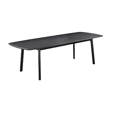 Dene 79-98 Inch Modern Extendable Rectangle Dining Table, Black Brushed Oak