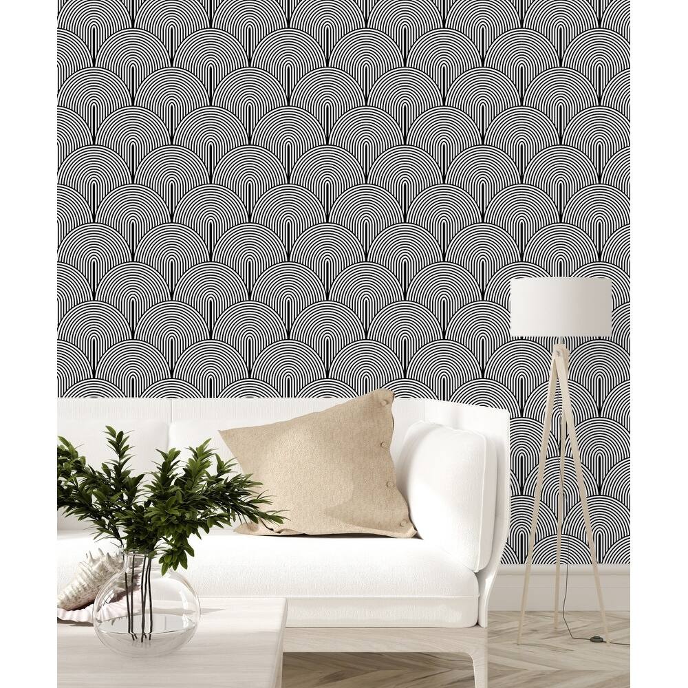 Black and White Geometrical Wallpaper - Bed Bath & Beyond - 35647157