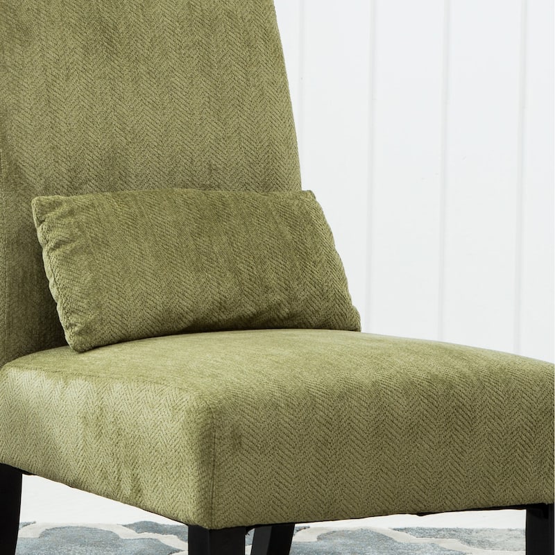 Porch & Den Vista Armless Chenille Accent Chair w/ Kidney Pillow
