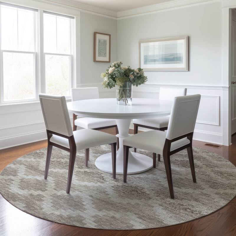 Premium Washable Super Soft Boho Moroccan Mayfield Rug - Tan - 8' x 8' - Round