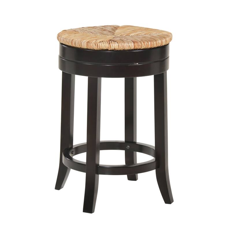 24" Natural And Antiqued White Solid Wood Swivel Backless Counter Height Bar Chair - Natural and Espresso 24"
