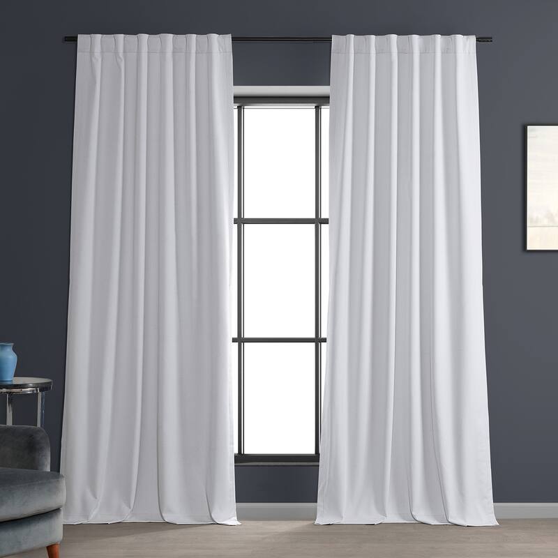 Exclusive Fabrics Performance Linen Luxury Blackout Curtains (1 Panel) - Thermal Insulation, Elegant Blackout Drapery - 50 X 84 - White