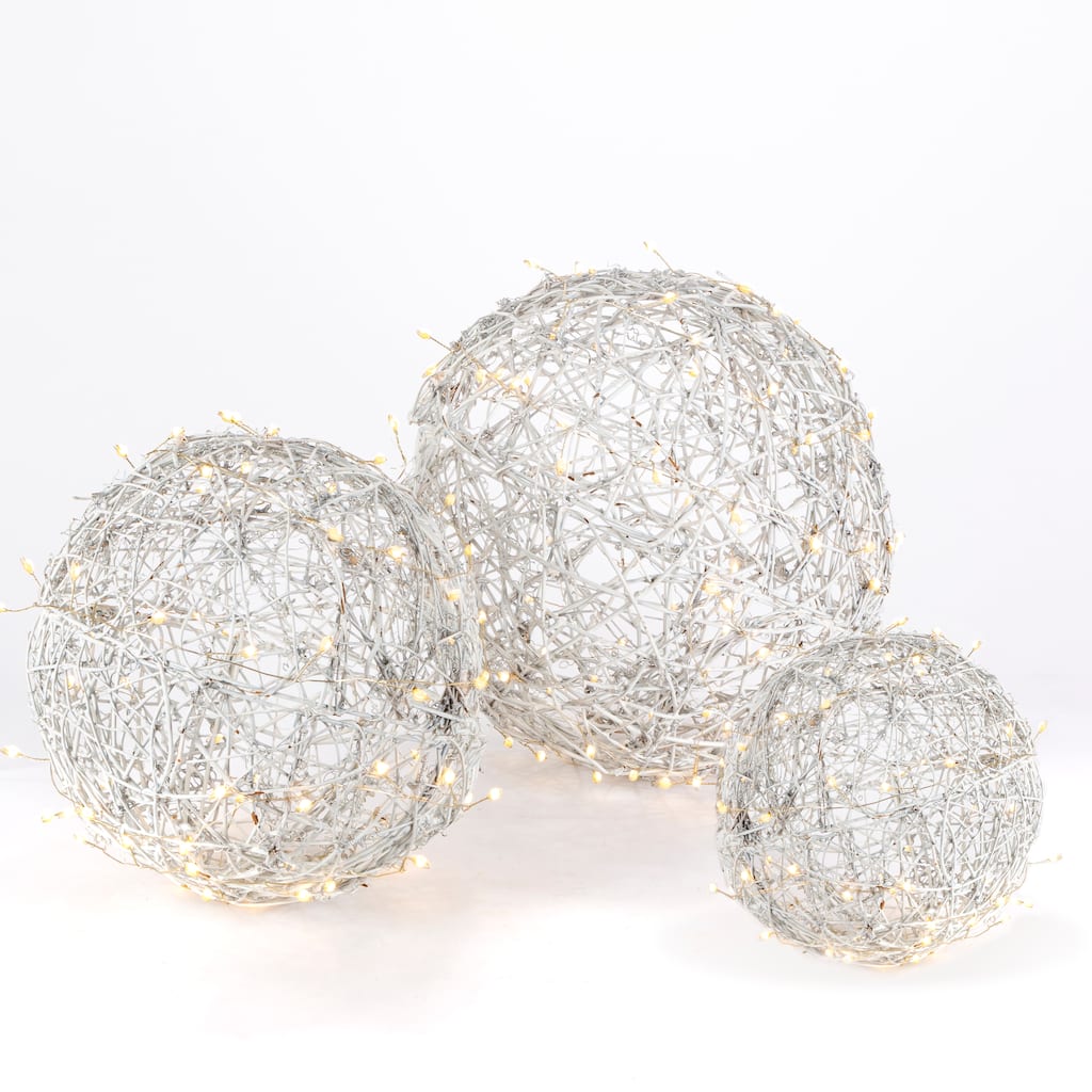 White Modern Organic Vine Balls Set of 3