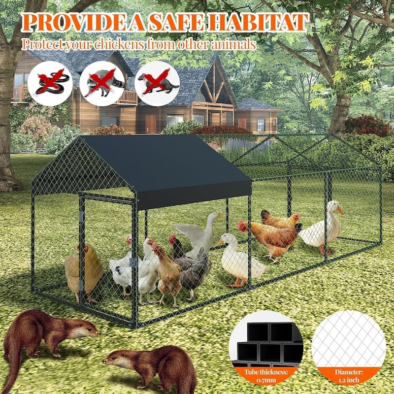 120"×40"×40" Large Metal Poultry Cage Walk in Hen House Black