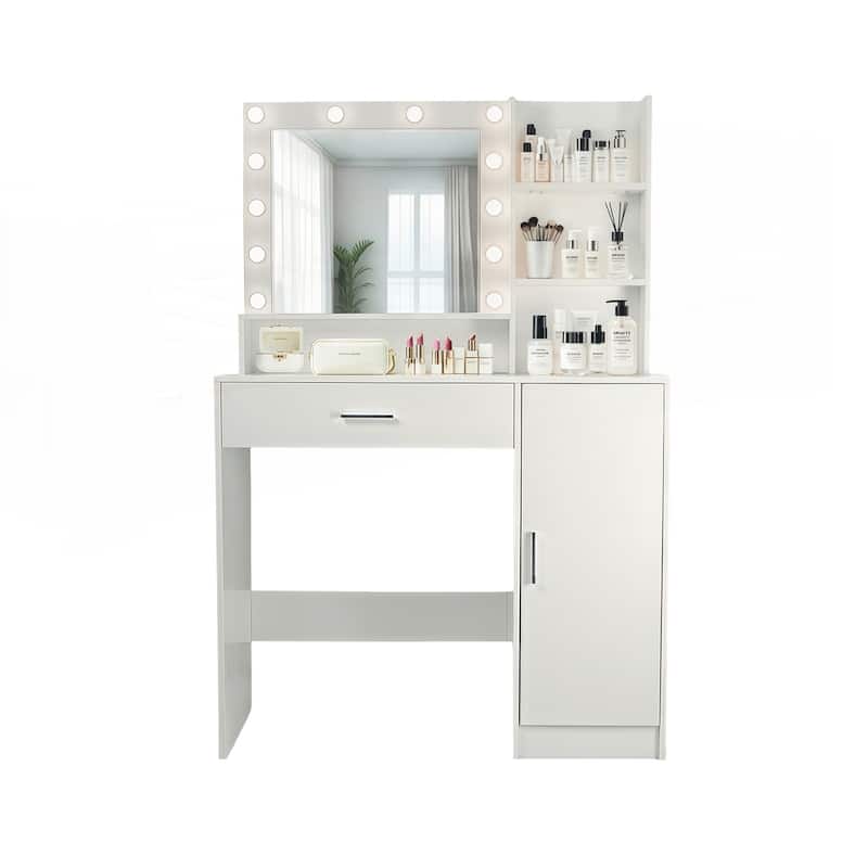 Vanity Desk with Mirror and Lights