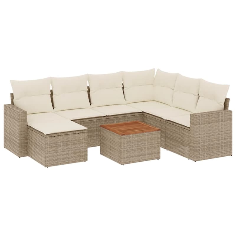 vidaXL Patio Sofa Set with Cushions Outdoor Furniture 8 Piece Poly Rattan