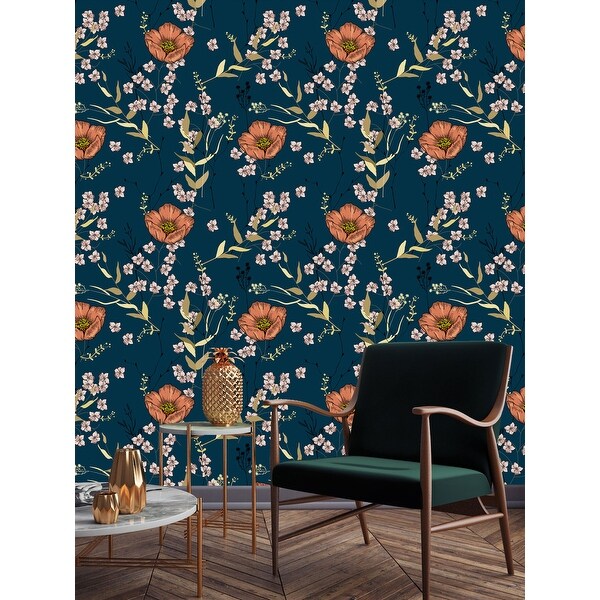 Trendy Floral Pattern Peel and Stick Wallpaper Overstock 32617061