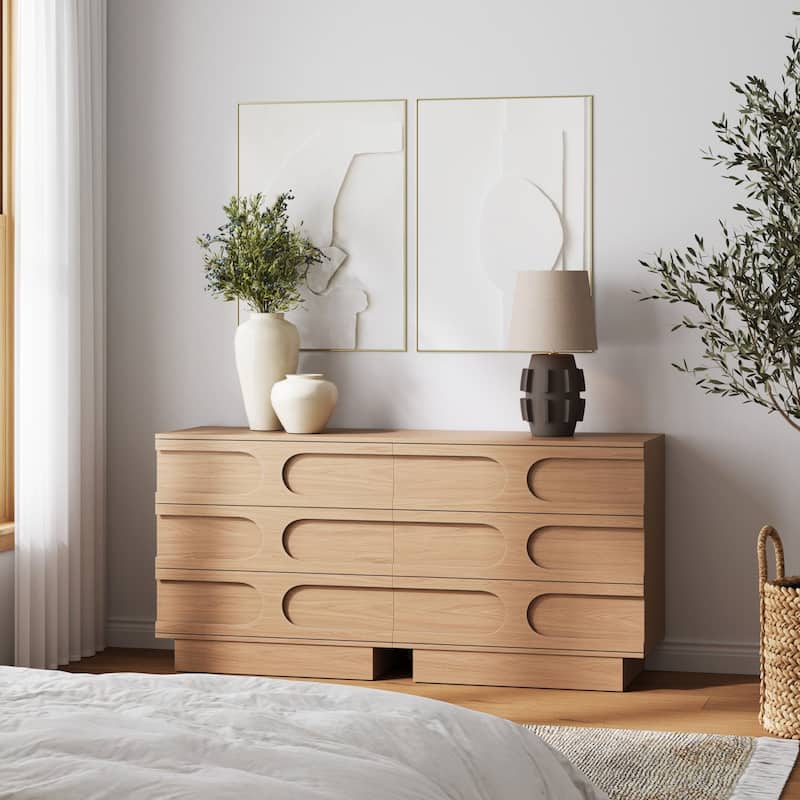 Iris 3 Drawer Dresser, Mid-Century Modern Solid Wood Dresser for Bedroom