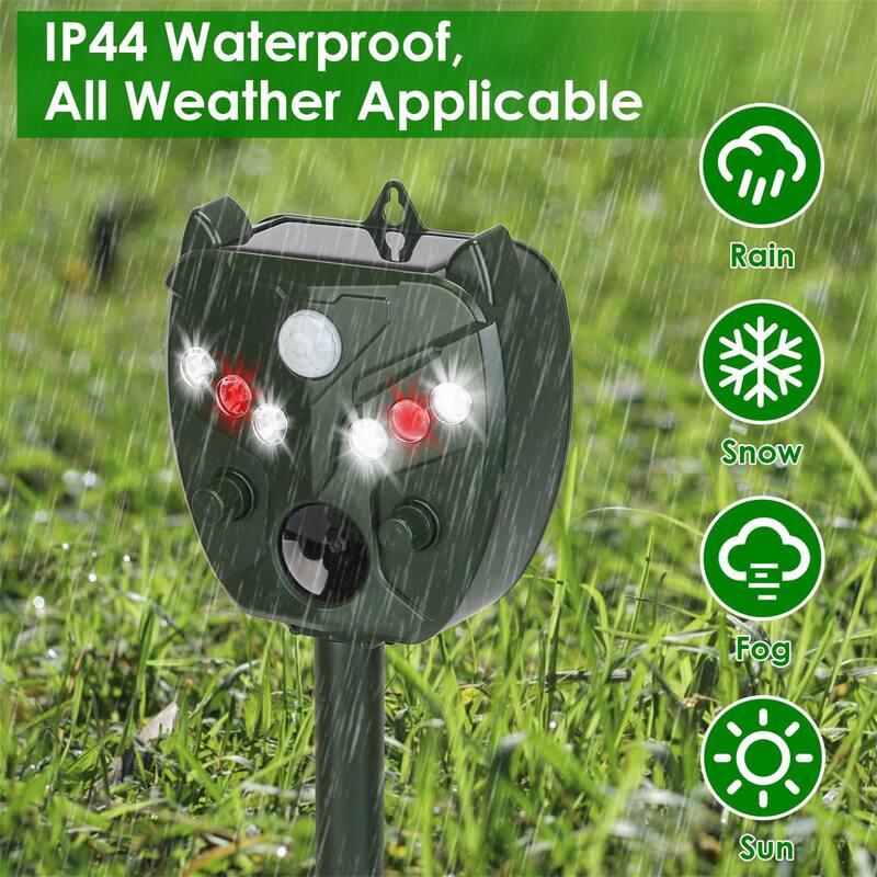 Ultrasonic Solar Animal Repeller with 5 Gears for Farm Garden Yard