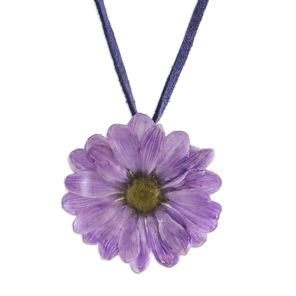 Novica Handmade World Of Violet Natural Flower Necklace