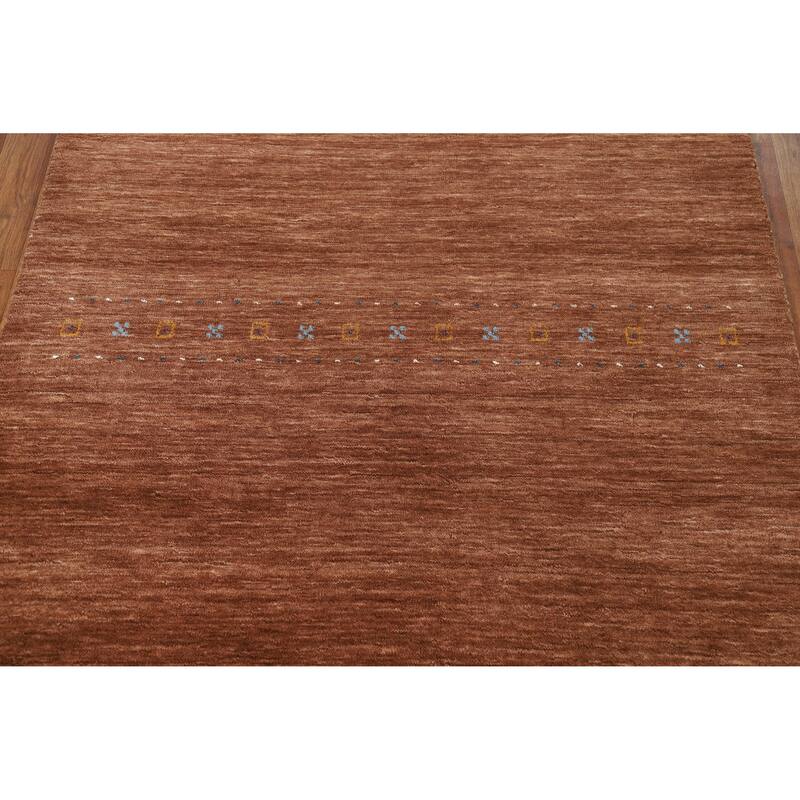 Brown Gabbeh Oriental Rug Hand-Knotted Bedroom Wool Carpet - 4'0" x 5'10"