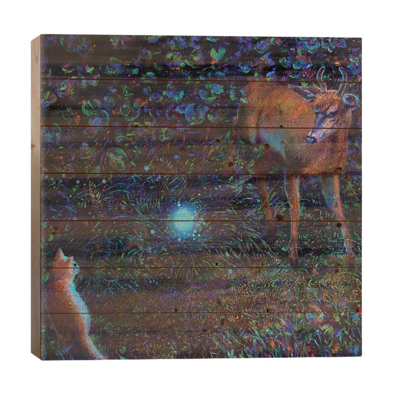 The Visitor Print On Wood by Iris Scott - Multi-Color - 26x26x1.5