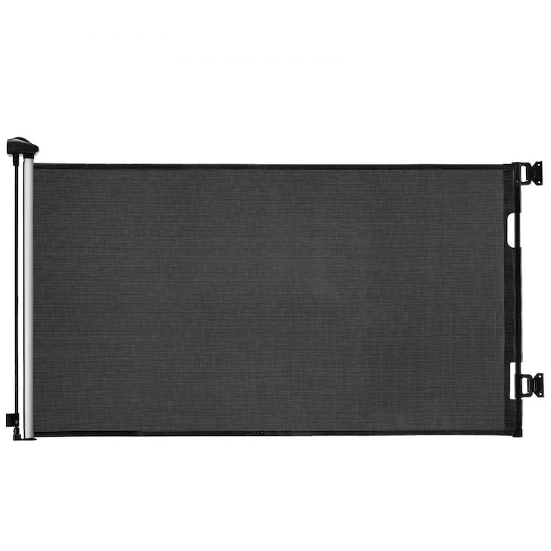 Retractable Baby Gate with Escape-Proof Bottom Hook and Mesh Design for Kids and Pets Safety - 71” x 33” - Black