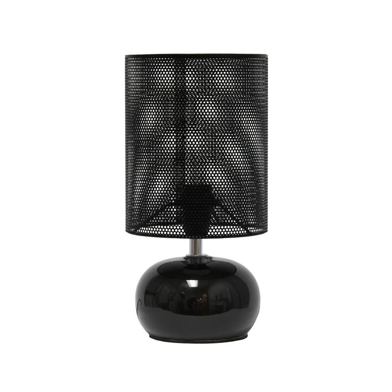 Mini Ceramic Table Lamp with Mesh Shade - 10" - Black