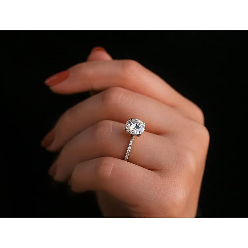 Kobelli 3 Carat Moissanite and Lab Grown Diamond 14k Solid Gold Wrap Basket Near Eternity French Pavé Lumière Engagement Ring