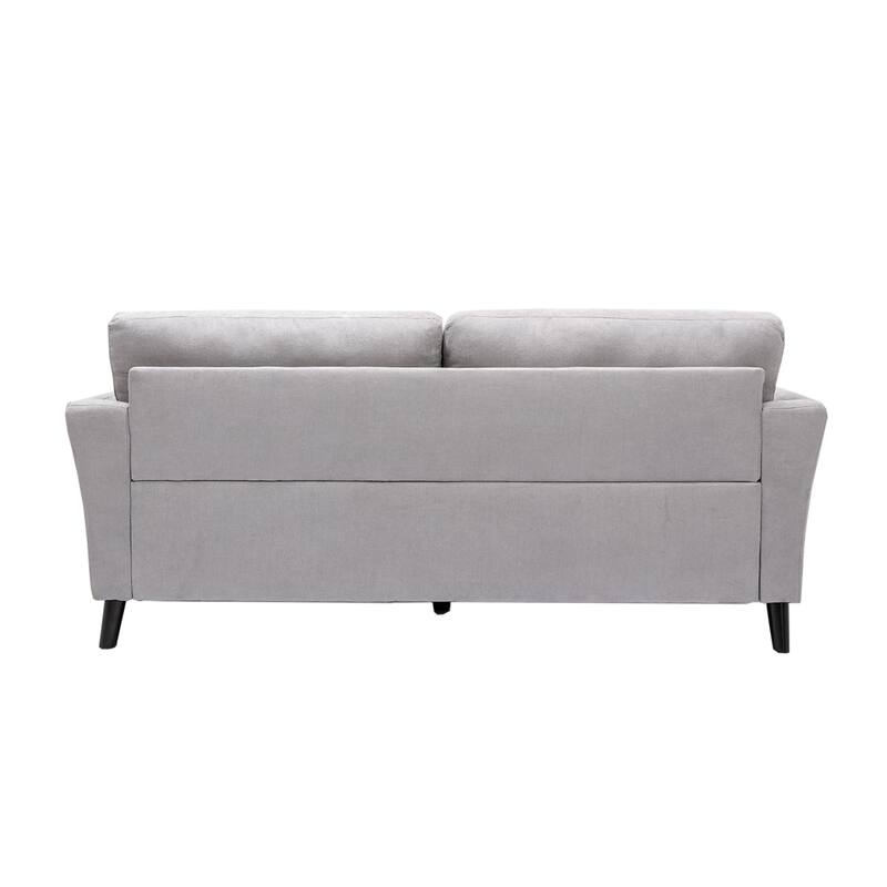 Woven Fabric Upholstered Sofa with 2 Pillows in Gray