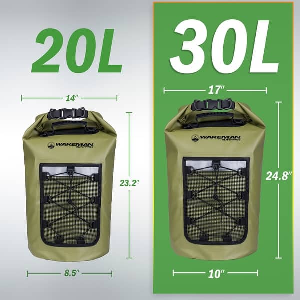 dimension image slide 0 of 2, Waterproof Dry Bag Roll Top Backpack with Phone Case and Mesh Pocket