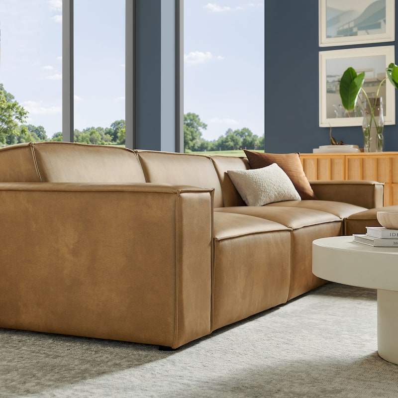 Restore 4-Piece Vegan Leather Modular Sofa Set with Ottoman
