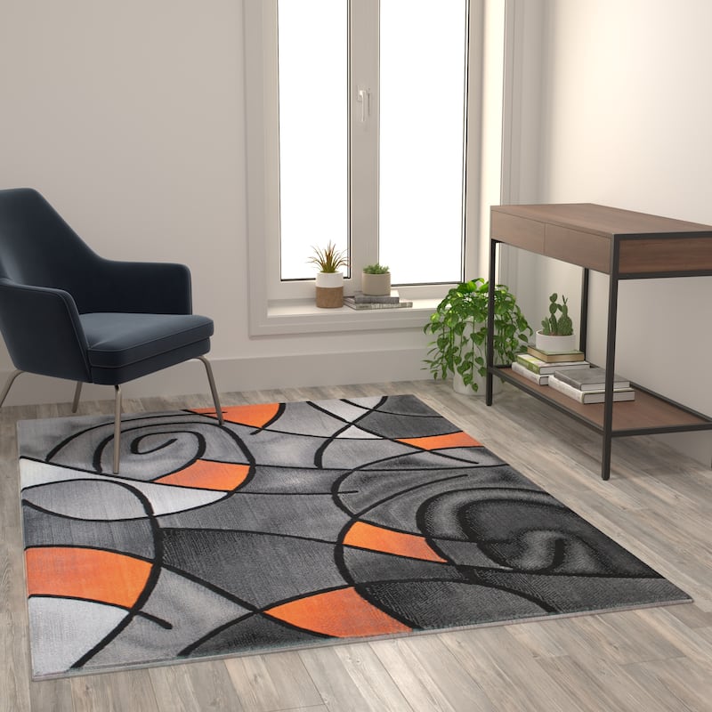 Modern Olefin Accent Area Rug - Abstract Pattern