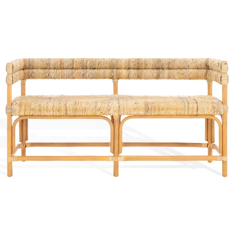 SAFAVIEH Couture Elexa Tropical Banana Woven Bench, Fully Assembled - 54"W x 21"D x 28"H