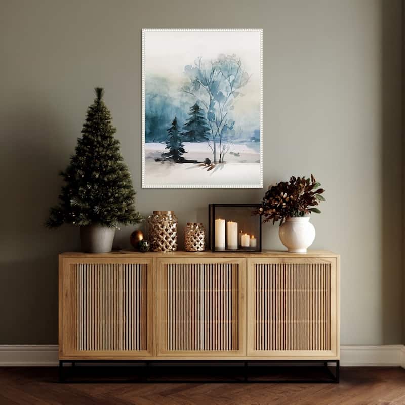 Dusty Blue II by Isabelle Z Framed Canvas Wall Art Print - Sylvie Beaded White