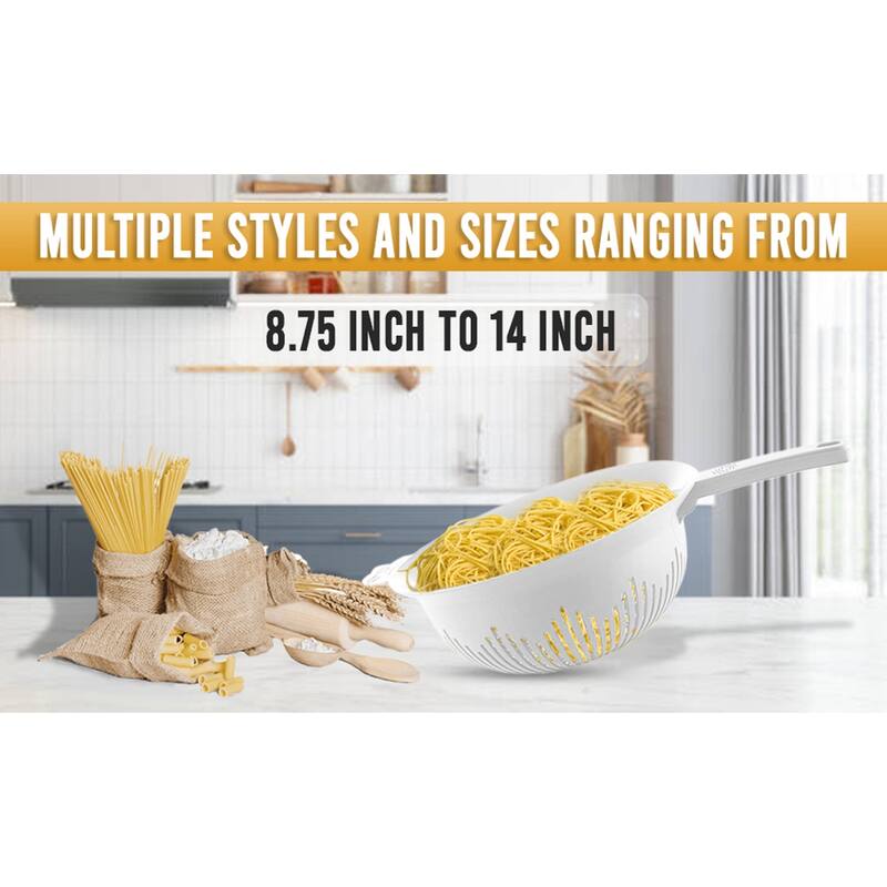 YBM Home 9.75 In. Plastic Colander Use for Pasta, Spaghetti 3 Pack