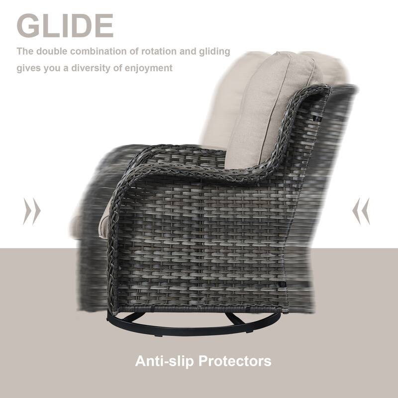 Gymojoy Patio Swivel Chair Rocking Chair Set