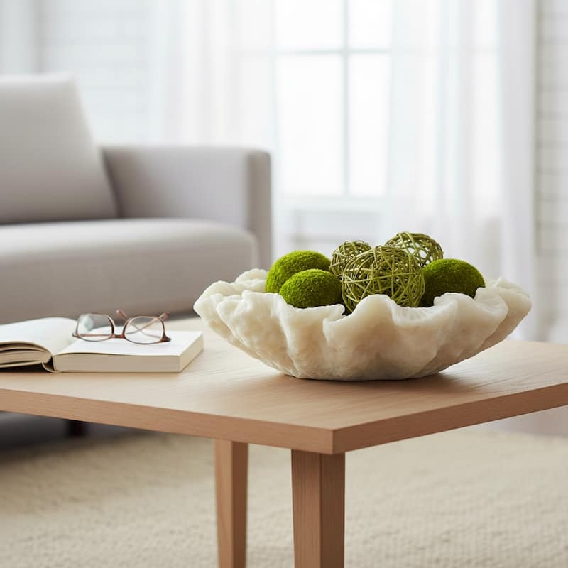 Decorative Coastal Inspired Shell Bowl - 12", White - 17.0"