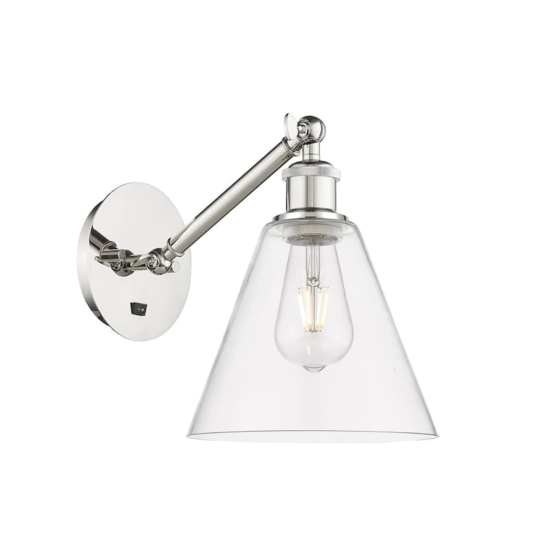 Innovations Lighting 317-1W-14-8 Berkshire Sconce Berkshire 14" Tall - Polished Nickel / Clear