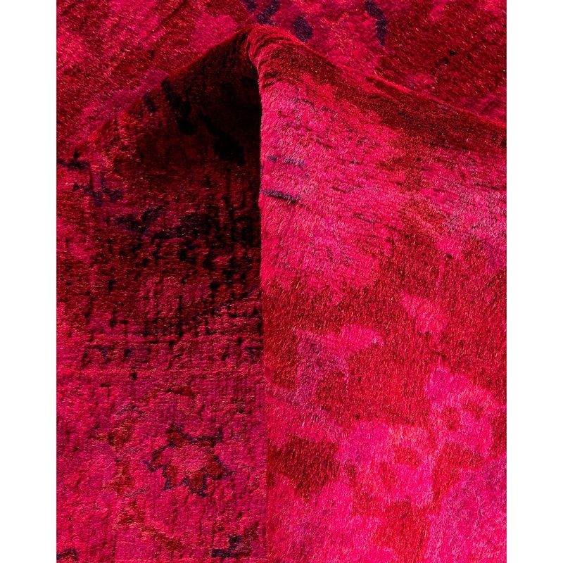 Overton Hand Knotted Wool Vintage Inspired Modern Contemporary Overdyed Pink Area Rug - 3' 1" x 5' 5"