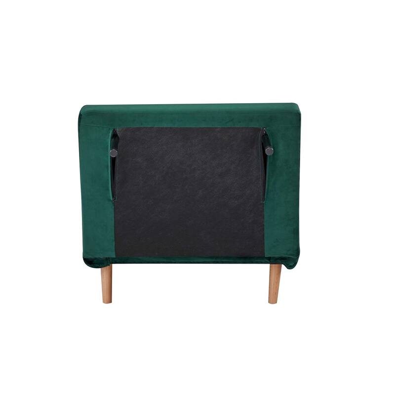 Modern Velvet Foldable Sofa Bed Piping 3 Position Backrest 10s Convert Grey Space Saving