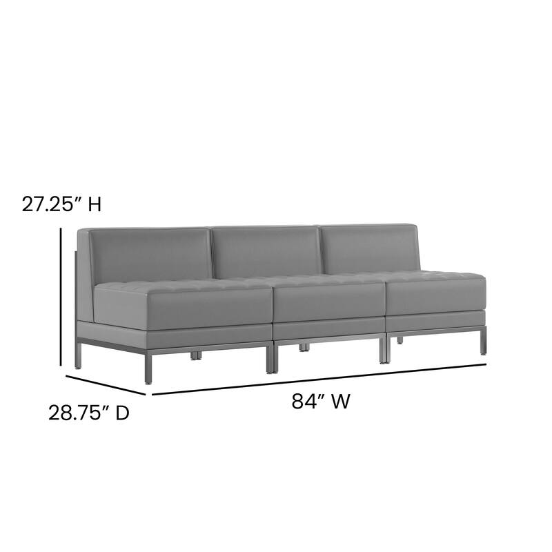 3 Piece LeatherSoft Modular Lounge Set with Taut Back and Seat - 84"W x 28.75"D x 27.25"H