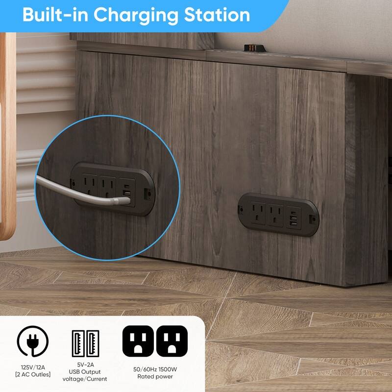 Mixoy Modern Queen Size Murphy Bed with 4.7''Mattress,USB ports,Storage Drawers