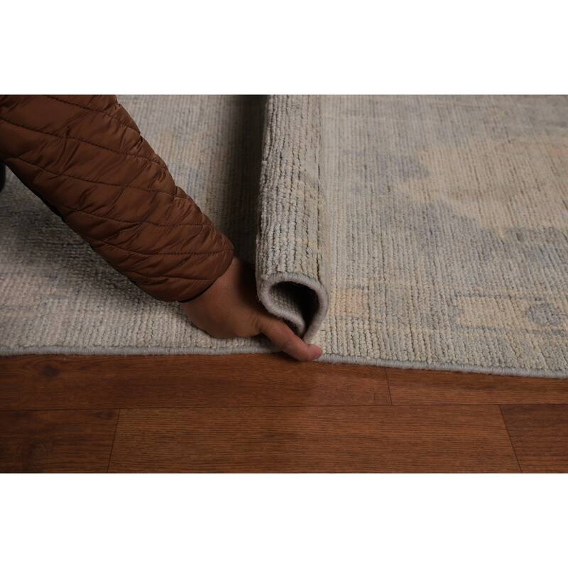 Floral Oushak Turkish Area Rug Hand-Knotted Wool Carpet - 9'2"x 11'8"