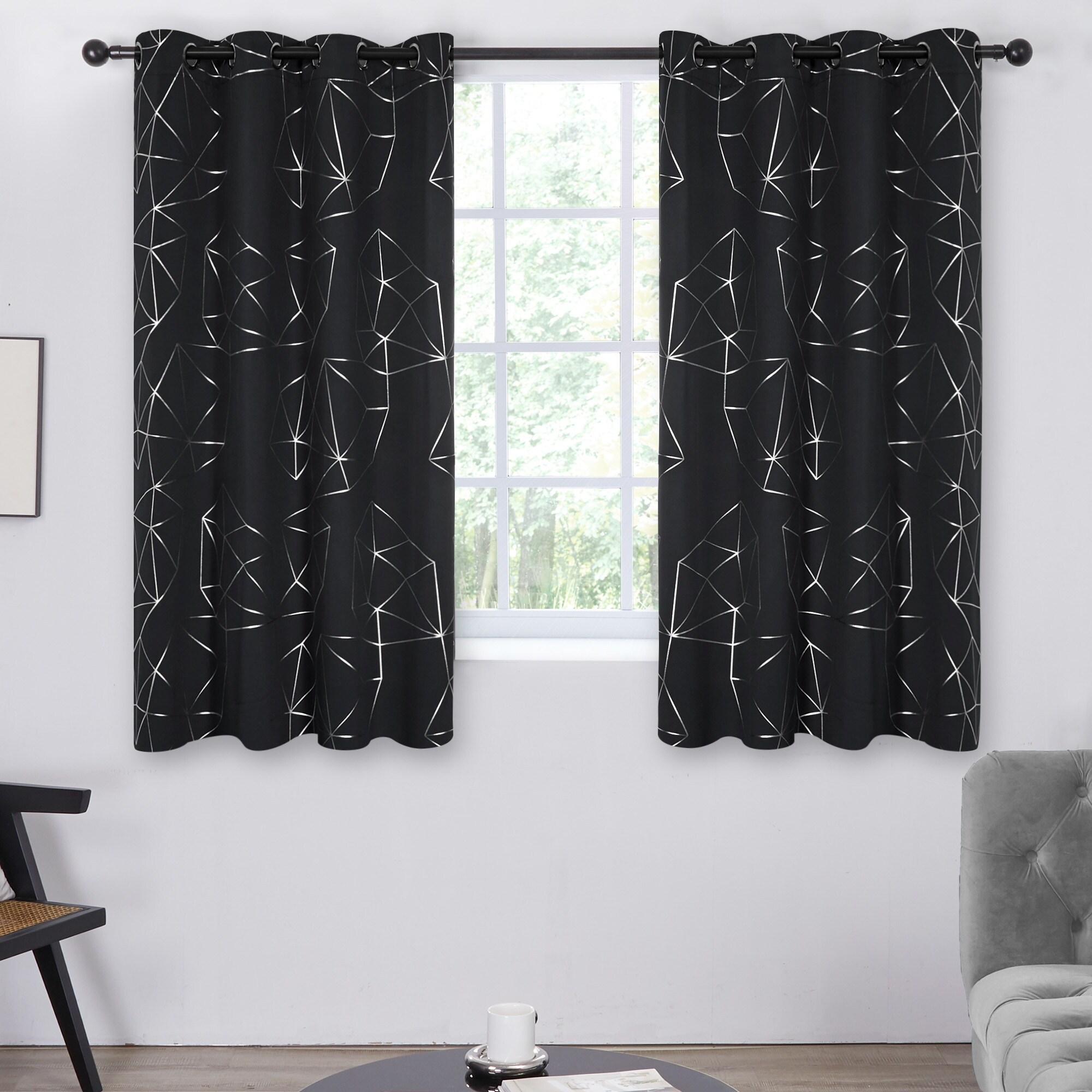  Deconovo Grey Blackout Curtains, Curtains 63 Inch Length 2  Panels, Constellation Pattern Foil Printed Curtain, Grommet Light Blocking  Curtains, Thermal Insulated Curtains for Bedroom, 42 x 63 Inch : Home &  Kitchen