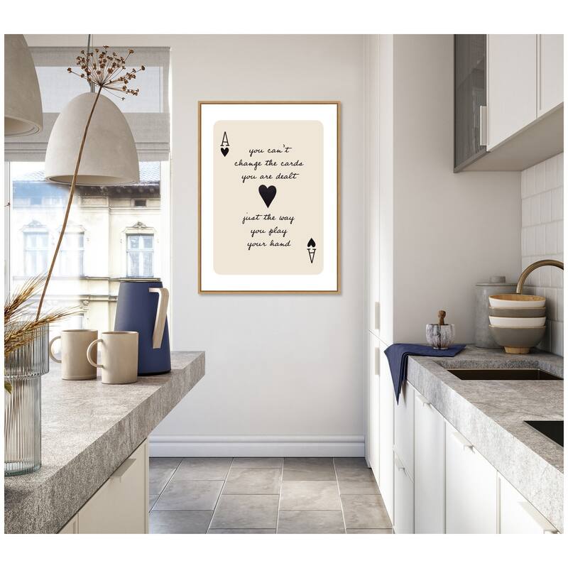 Kate and Laurel Ace of Heart Cards Positive Quote expansion by The Creative Bunch Studio Framed Canvas Wall Art Print