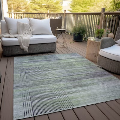 Machine Washable Indoor/ Outdoor Chantille Contemporary Imprints Rug