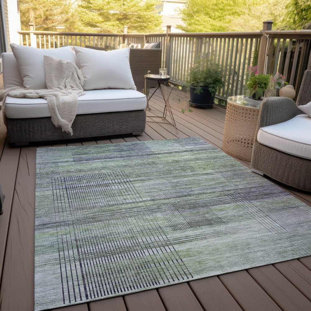 Machine Washable Indoor/ Outdoor Chantille Contemporary Imprints Rug