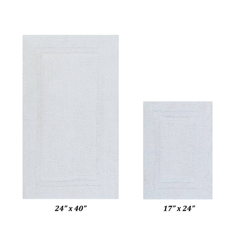 Better Trends Bath Rugs Set 100% Cotton Reversible Water Absorbent Bathroom Rug for Shower, Sink, Bath Mats - Lux Collection