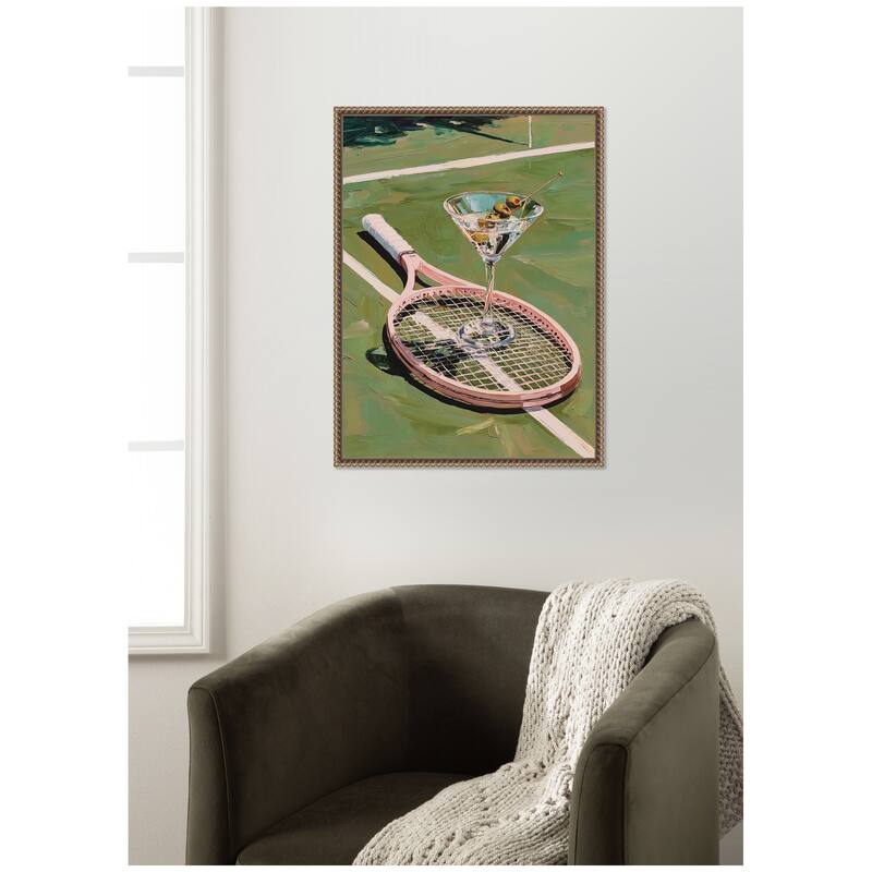 Kate and Laurel Tennis Martini by Honey Island Studio Framed Canvas Wall Art Print