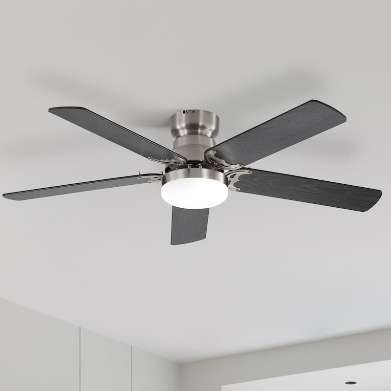 42"/52" Ceiling Fan with Remote,Dual Blade Finish,3CCT LED Light,Plywood Blades,Flush Mount and Downrod Mount