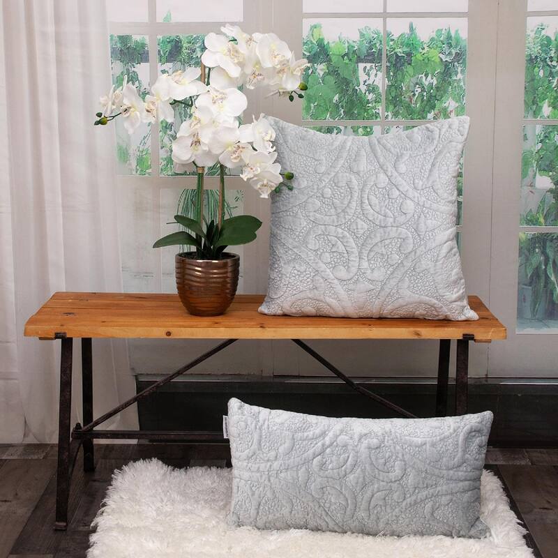 20" Gray Transitional Quilted Throw Pillow