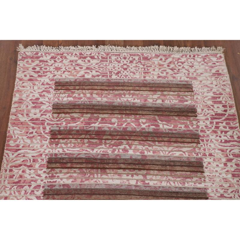 Abstract / Modern Accent Rug Handmade Oriental Wool Carpet - 2'8"x 4'8"