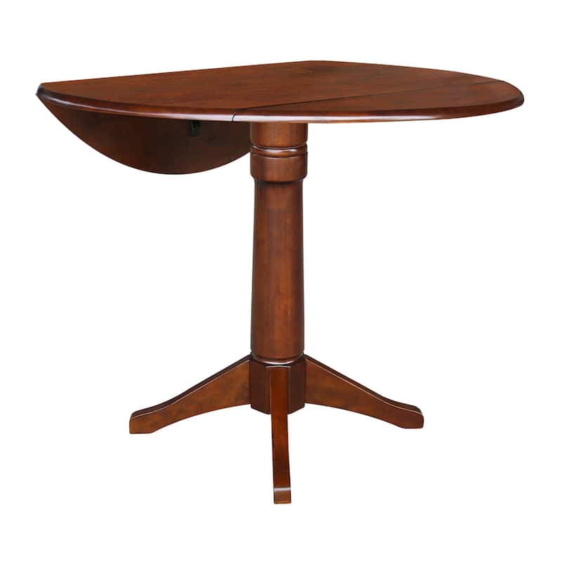 42" Round Pedestal Couonter Height Table and Two Stools - Espresso