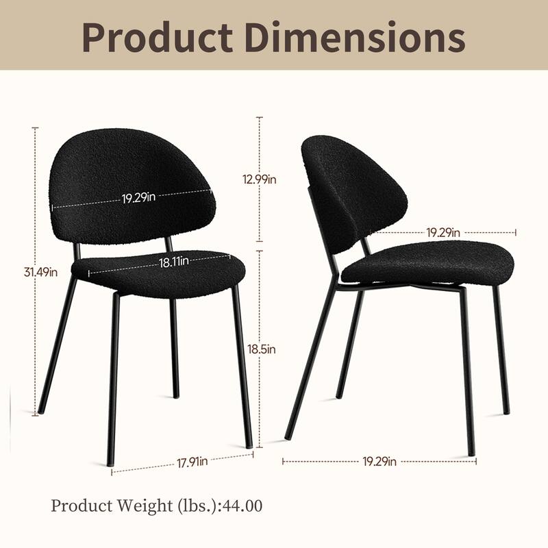 Modern Ergonomic Dining Chair with Slim Metal Legs, Set of 4