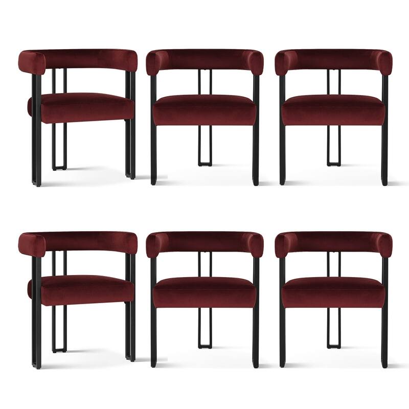 Upholstered Armchair (Set of 6) - burgundy