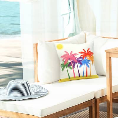Summer Fun Palm Trees Outdoor Decorative Pillow 16 x 16 in Multi - 16" x 16"