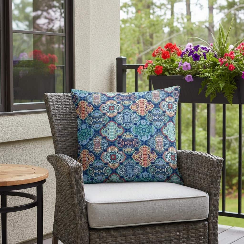 HomeRoots Set of Two 16" X 16" Green and Red Blown Seam Floral Indoor Outdoor Throw Pillow - 16.00' X '16.00' X '5.00