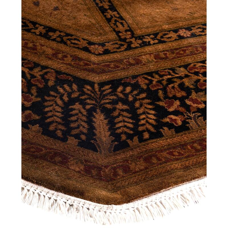 Overdyed One-of-a-Kind Hand-Knotted Octagon Area Rug - Brown - 7' 1" x 7' 1"